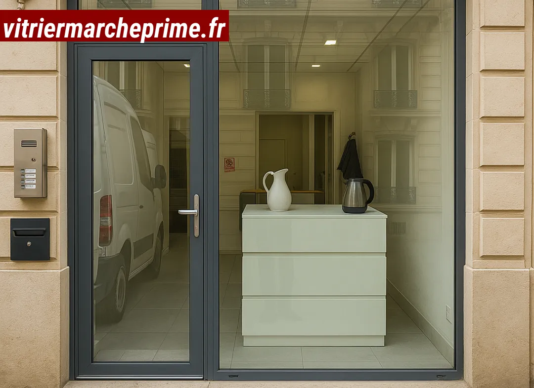 Façade vitrine de magasin en aluminium sur mesure à Marcheprime